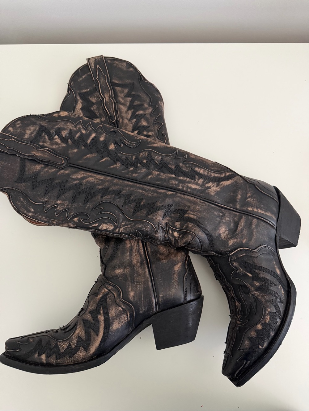 Dan Post Black with Bronze Accent Western Heeled Boots